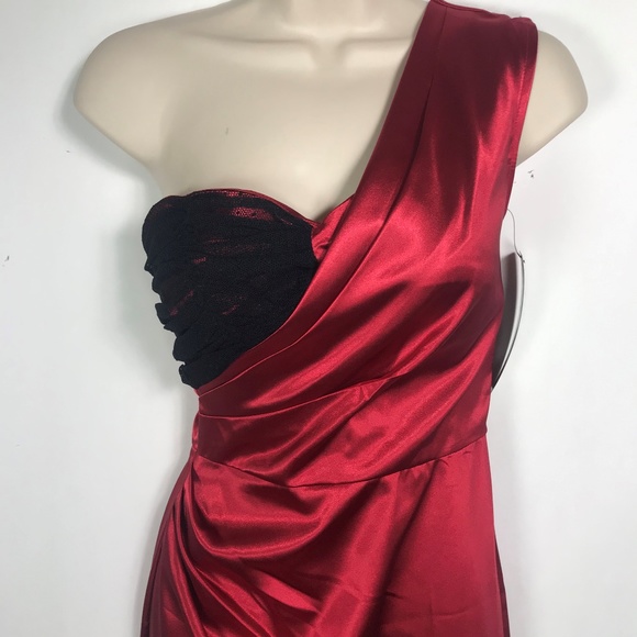 red off one shoulder dress